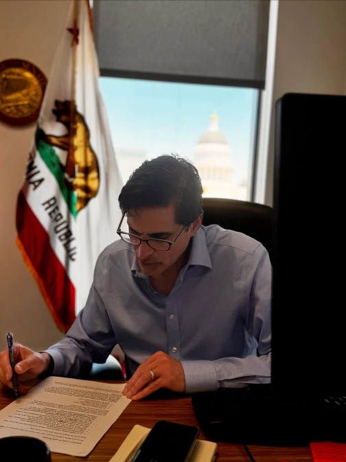 Senator Becker in his Capitol Office.