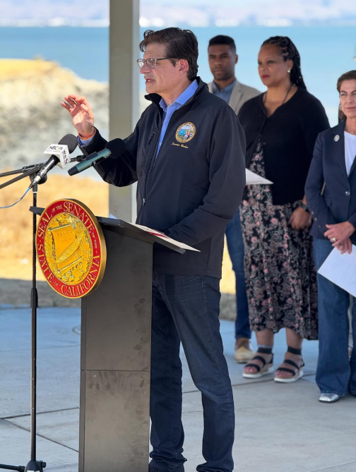 Senator Becker with Bay Area Council Policy Director Julian Lake, San Mateo County Supervisor Lisa Gauthier, and Assemblymember Diane Papa