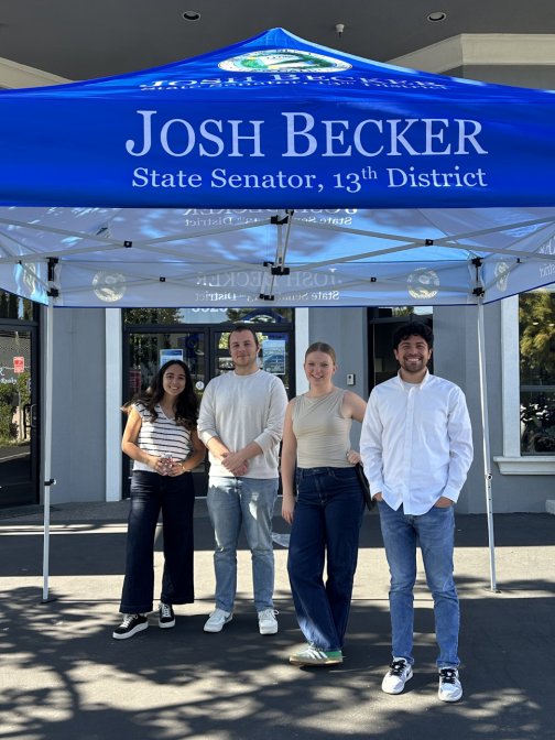 : Field Representatives for Senator Becker - Isabel Agustin, Anthony Yoshida, Alice Hill, and Saúl Miranda.