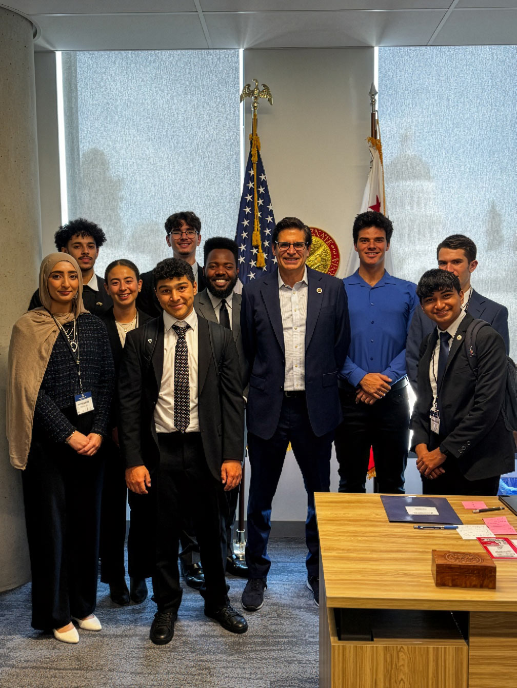 Senator Becker with the summer 2026 interns meeting in Sacramento.