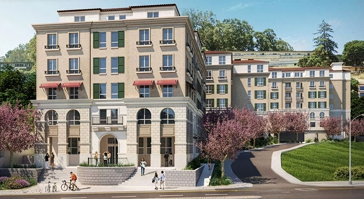 A rendering of a new affordable housing project in Belmont.