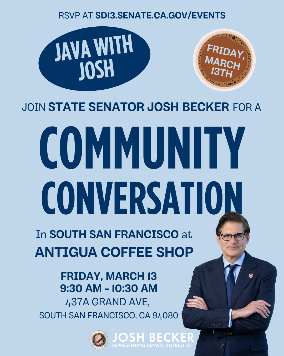 Flyer graphic showing details for the Community Conversation Event