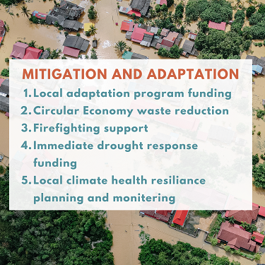 graphic highlighting climate change adaptation and mitigation investments