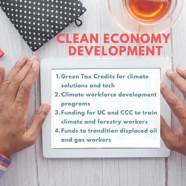 graphic highlighting investments in climate economy development 