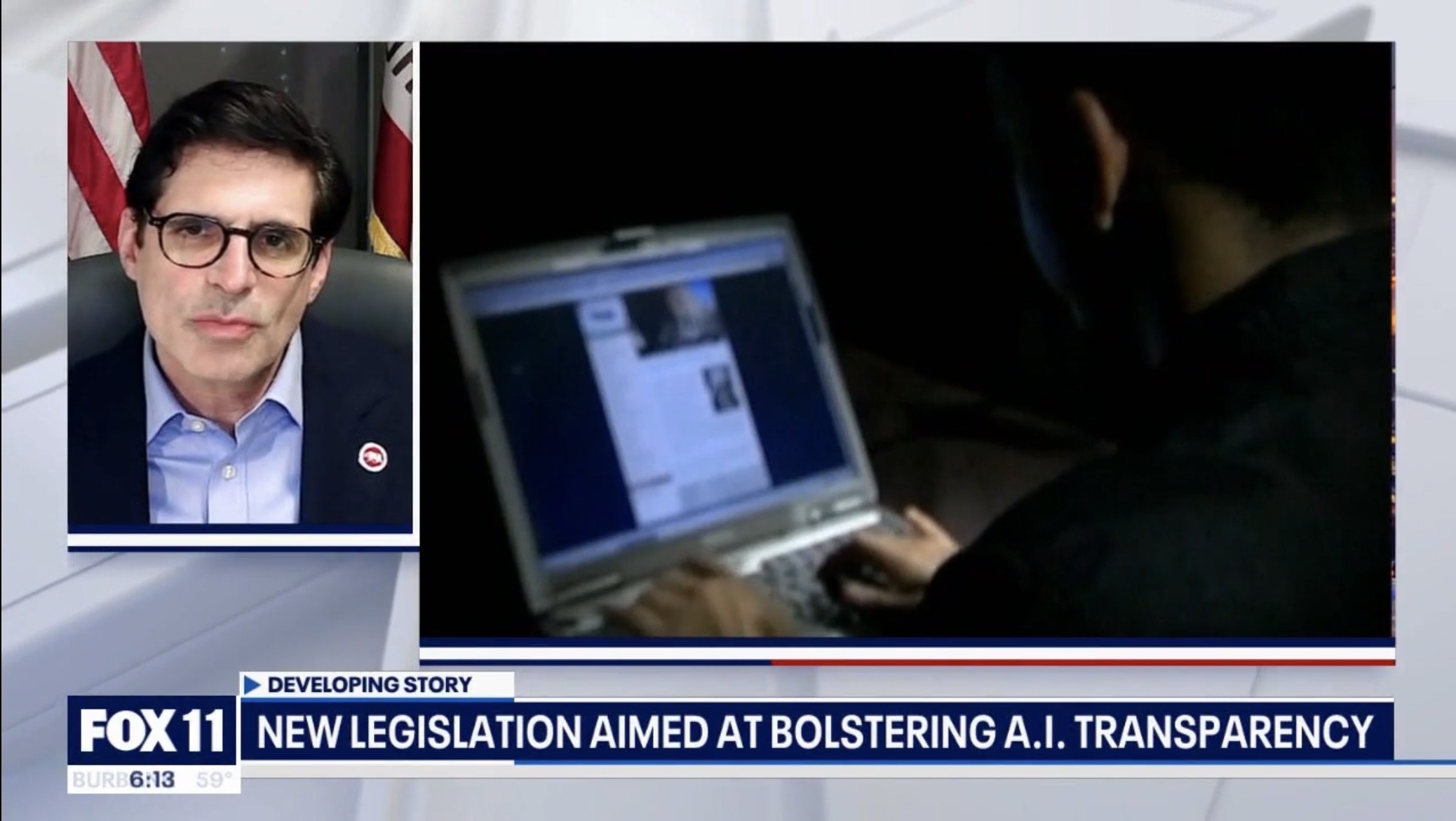 State Senator Josh Becker has been pursuing legislation to regulate artificial intelligence. He joined FOX 11 to discuss the issues of AI and his work in the legislature.