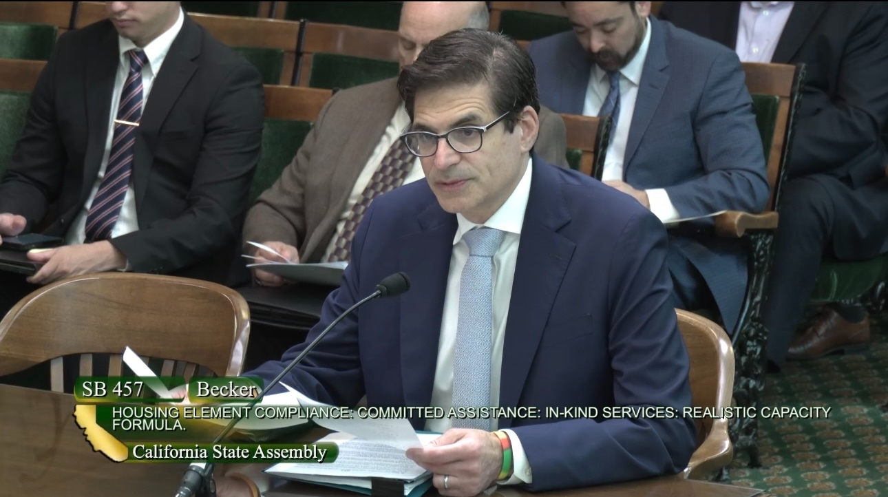Senator Becker presenting SB 457 in the Assembly Housing and Community Development Committee.