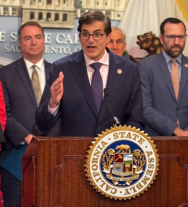 Senator Becker announcing the Megafire Legislative Package with Senators Ben Allen and Henry Stern and Assemblymembers Steve Bennett, Damon Connolley, and Chris Rogers.