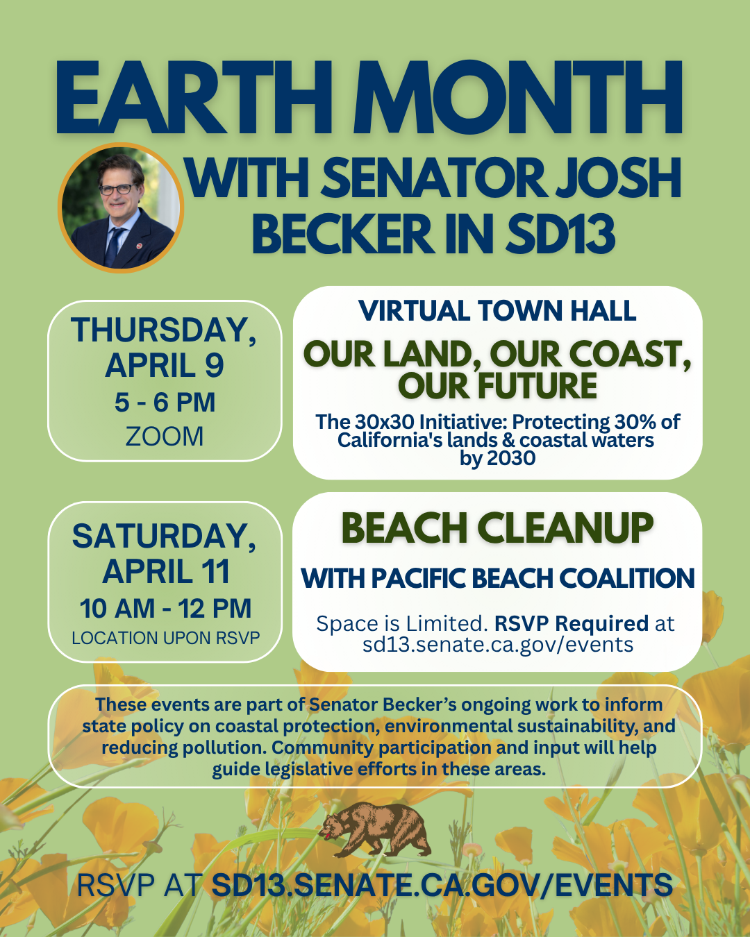 Earth Month with Senator Becker flyer