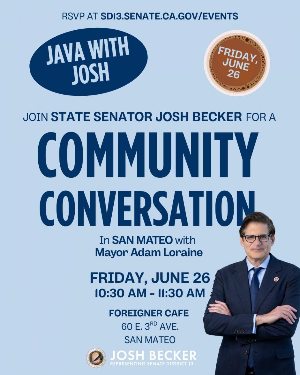 Community Conversation in San Mateo flyer